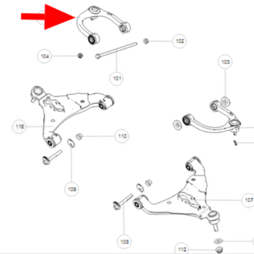 Рычаг передний левый нижний Tank300 2904113XGW04A