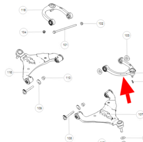 Передний верхний рычаг левый LH (Tank 300) 2904111XGW04A