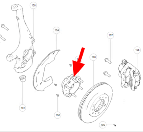 Ступица передняя в сборе с подшипником 3103100AKM01A