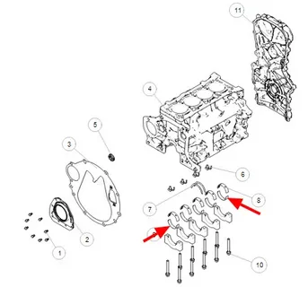 Нижний вкладыш коренного подшипника арт. 1002012XEC712