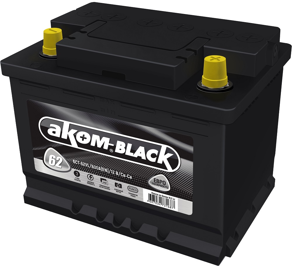 Аккумулятор Аком BLACK  62Ah/600  /242x175x190/ правый +