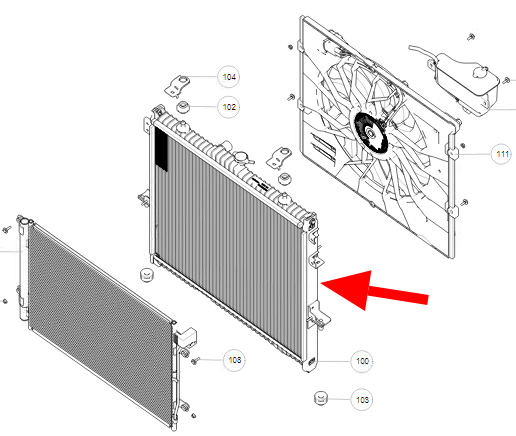 Радиатор системы охлаждения двигателя автомобиля Tank 300. арт. 1301100AGW04A