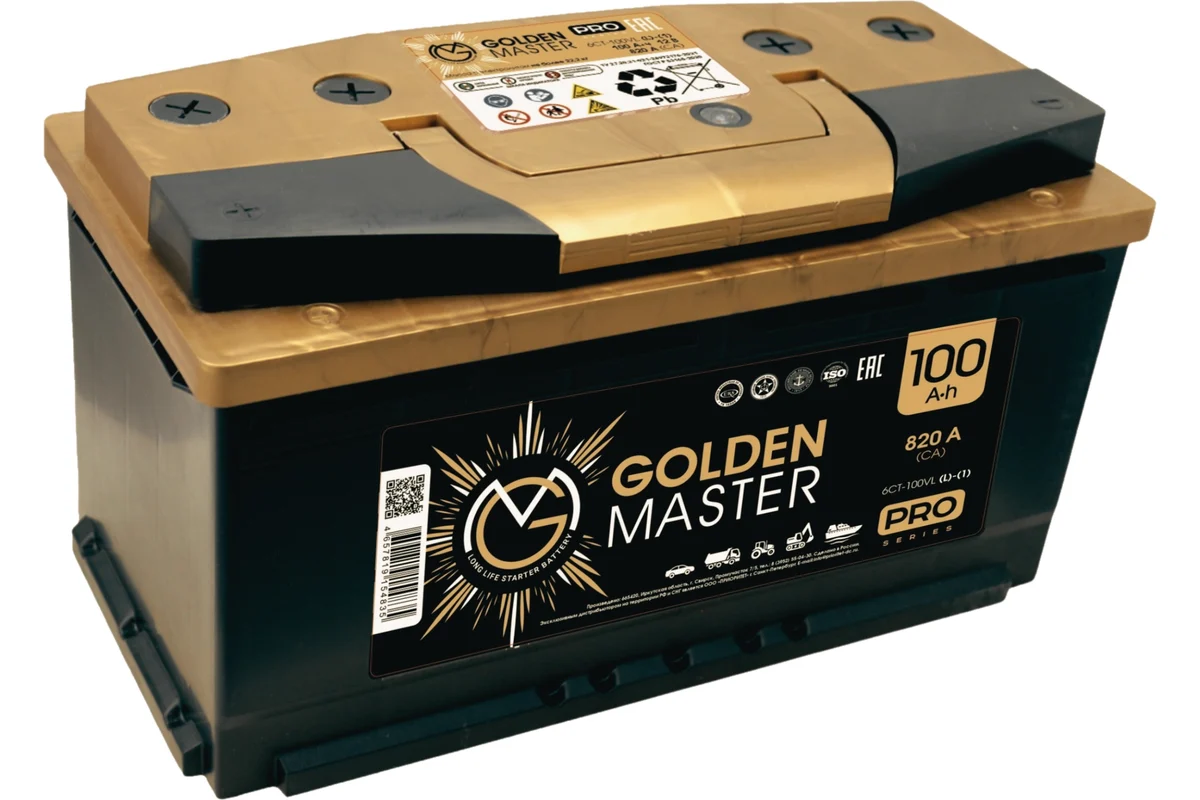 АКБ Аккумулятор GOLDEN MASTER pro 6СТ-100 820A
