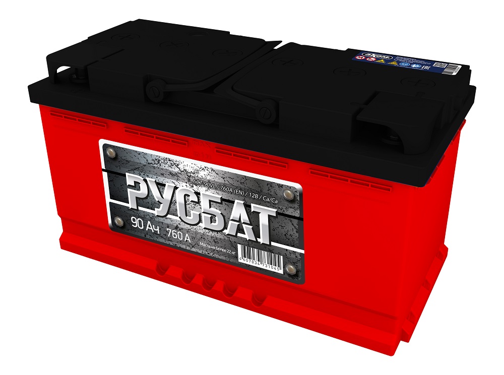 Аккумулятор Русбат  90Ah/760 /352x175x190/ правый + / левый +