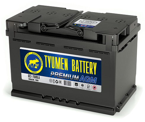 Аккумулятор TYUMEN BATTERY 6СТ - 70 VRLA- R Premium AGM 700 A(EN), 278х175х190 О.П.